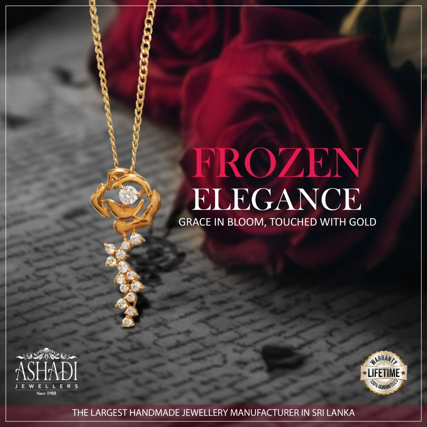 Gold Rose Flower pendant