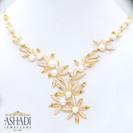 Ashadi Golden Blossom Pearl Necklace